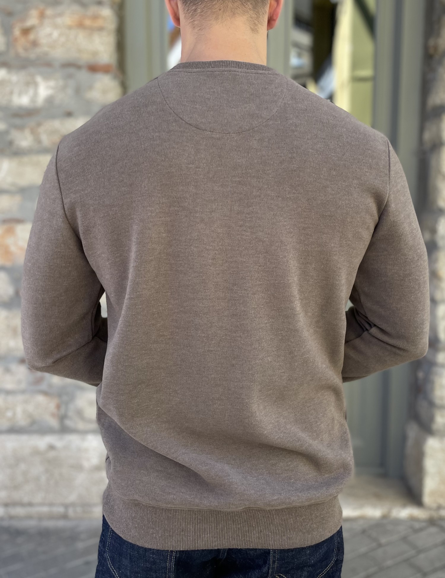 Ανδρική πούρο πλεκτή βαμβακερή μακρυμάνικη μπλούζα plus size 2308Q φωτογραφία